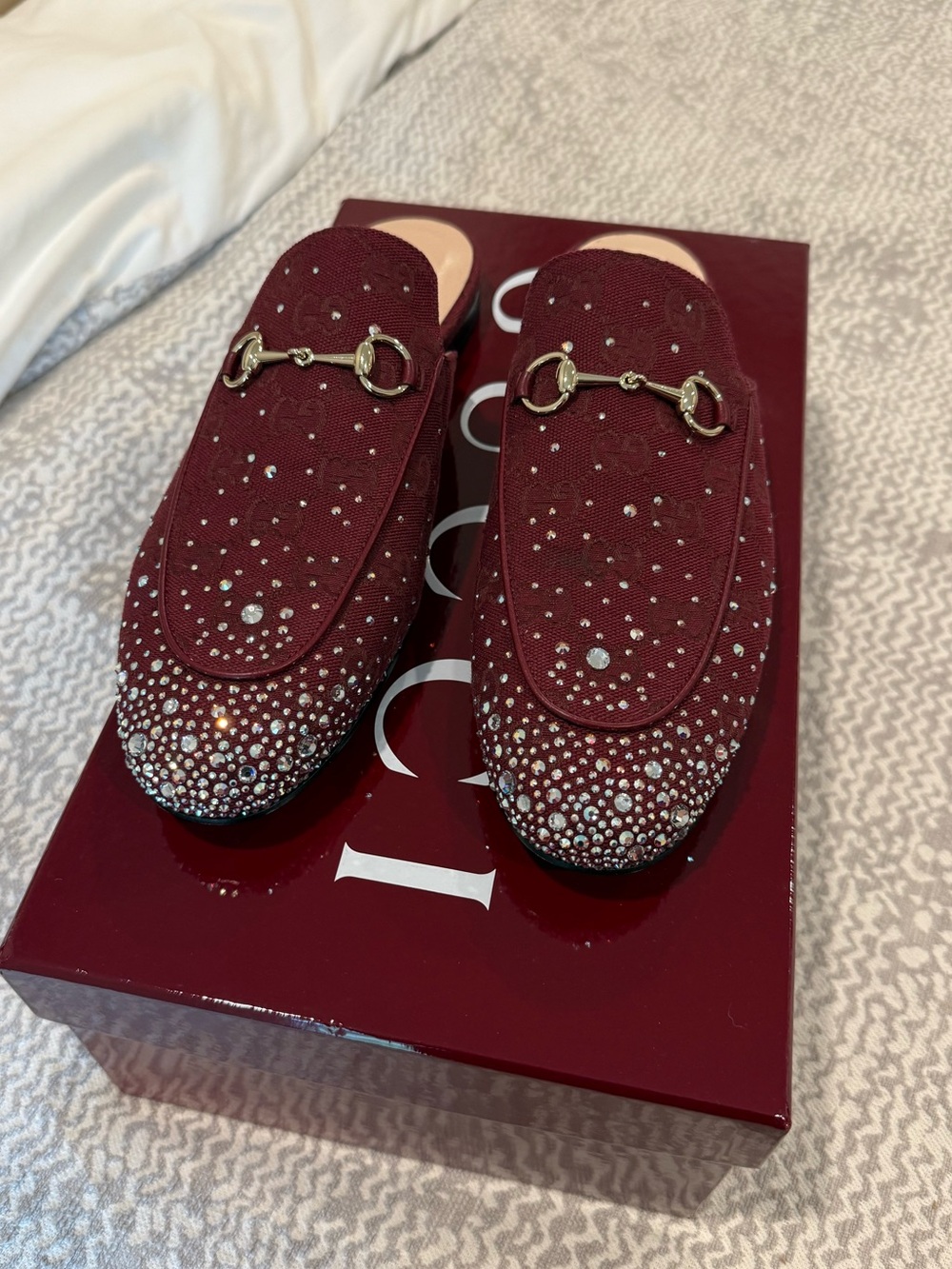 Gucci Princetown Crystal Mules